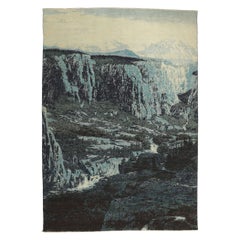 New Contemporary Mountain Landscape Pictorial Rug Inspired by Liu Haisu