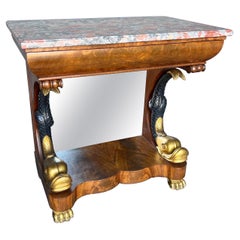 19th Century Swedish or French Neoclassical Parcel Gilt Dolphin Console
