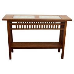 Prairie School Style Amish Craft Mission Oak Arts and Crafts Glass Console Table