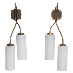 Vintage French Mid-Century Wall Sconces, a Pair