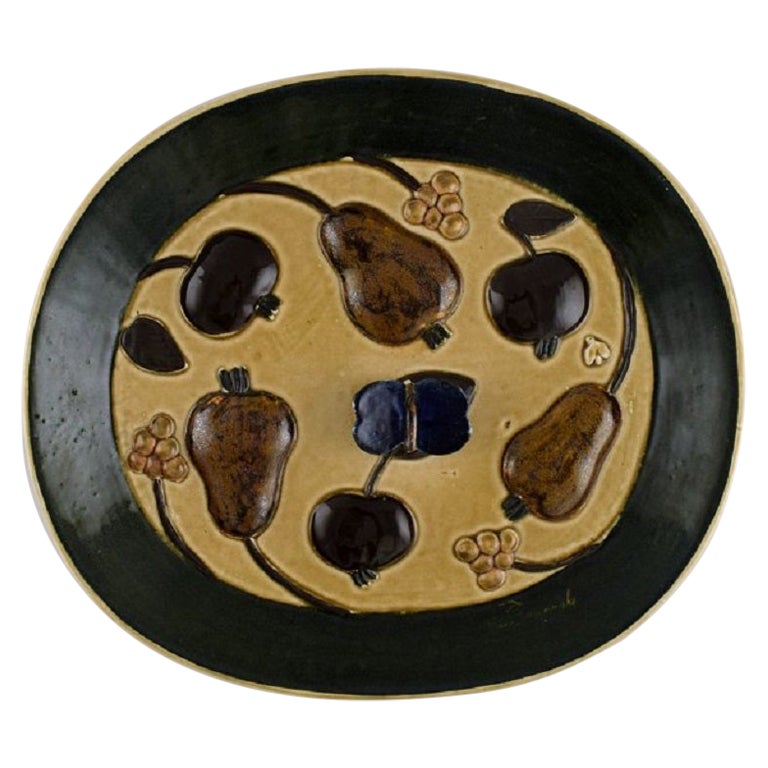 Timo Sarvimäki 'B. 1948' for Designhuset, Oval Dish in Ceramics with Fruits For Sale