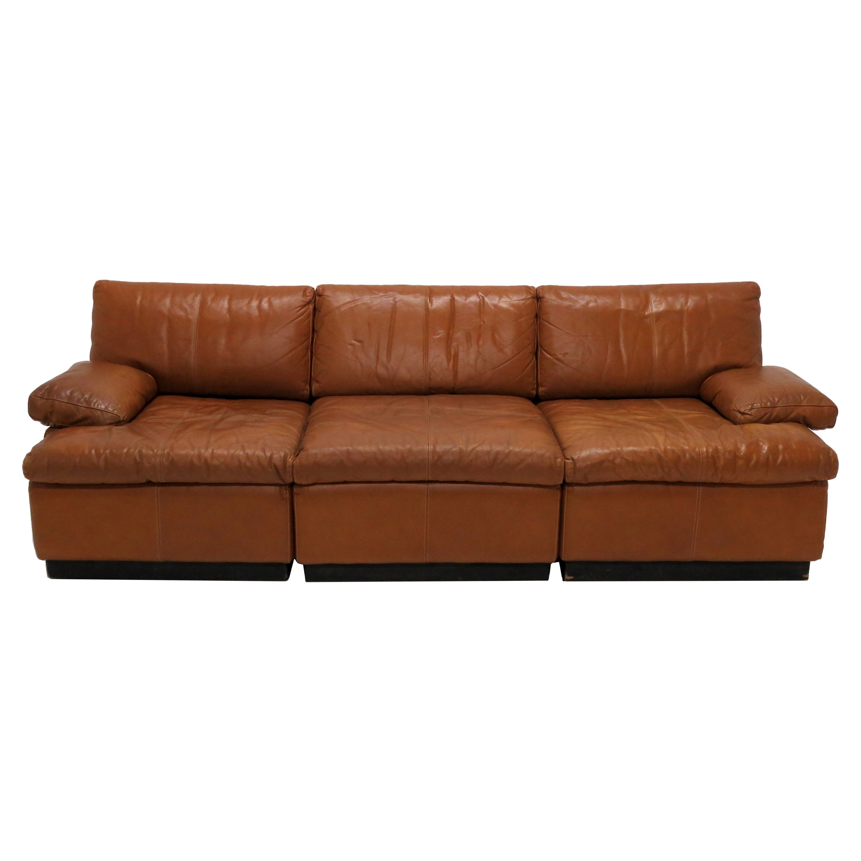Finnish Modular Leather Sofa by BJ Dahlquist, 1970 For Sale