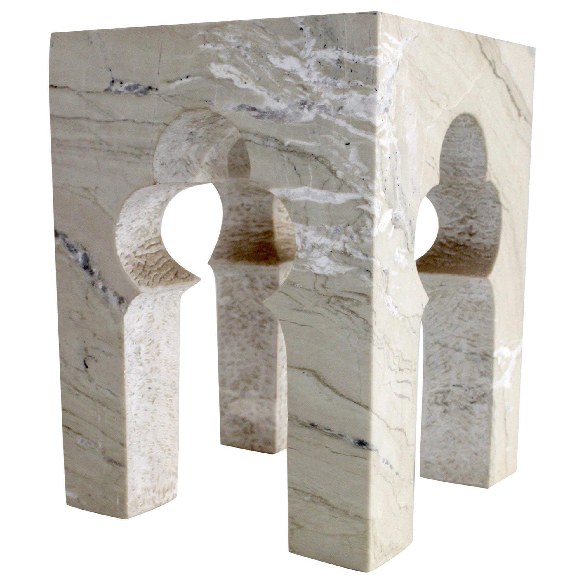Jahangir Side Table in Katni Marble by Paul Mathieu for Stephanie Odegard For Sale