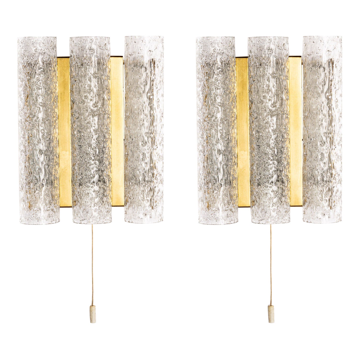 1960's Brass, Metal and Glass Tubes Sconces by Doria For Sale