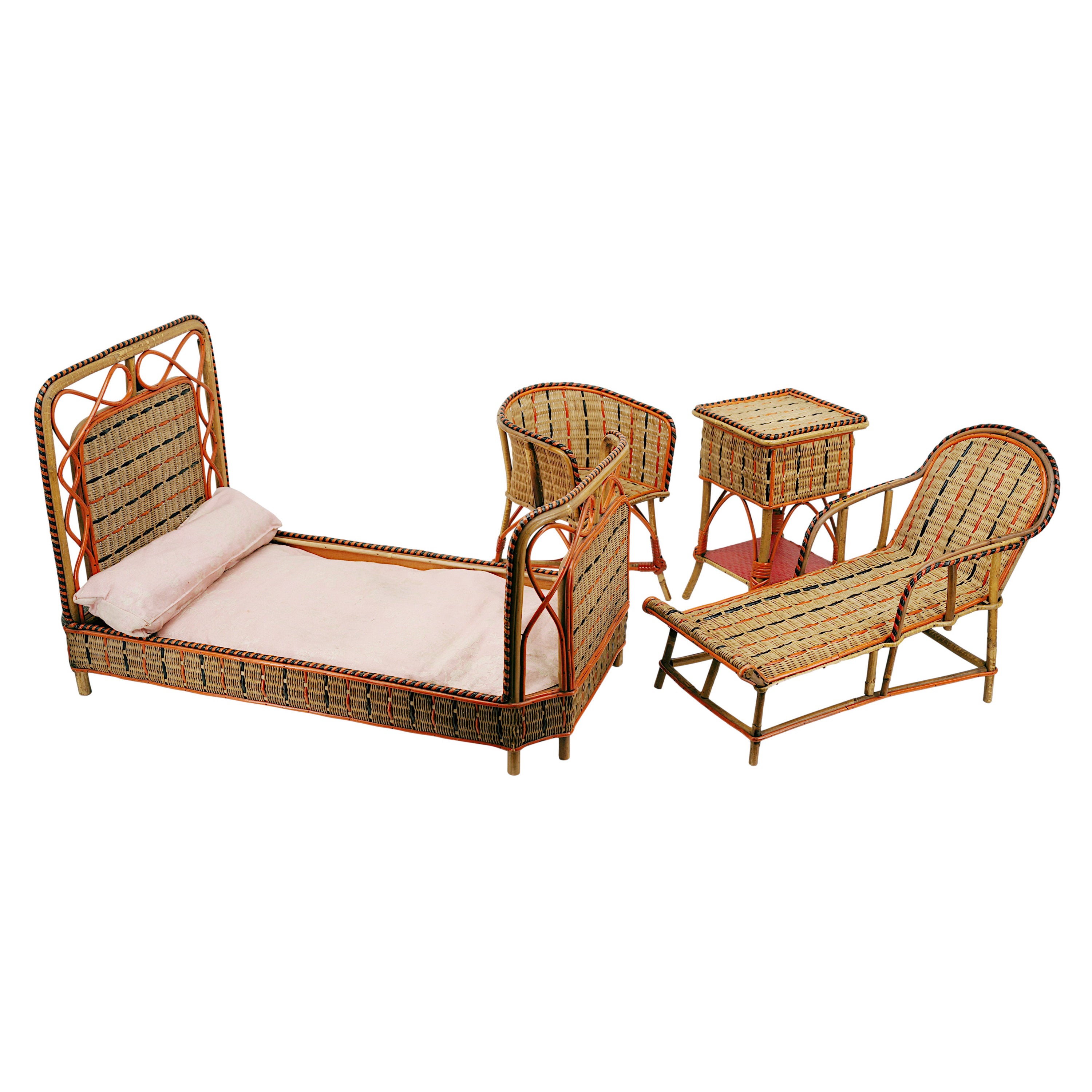 French Bamboo & Rattan Doll's Bedroom, Playhouse, ca.1900 For Sale