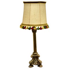 Antique Heavy French Gothic Brass Table Lamp