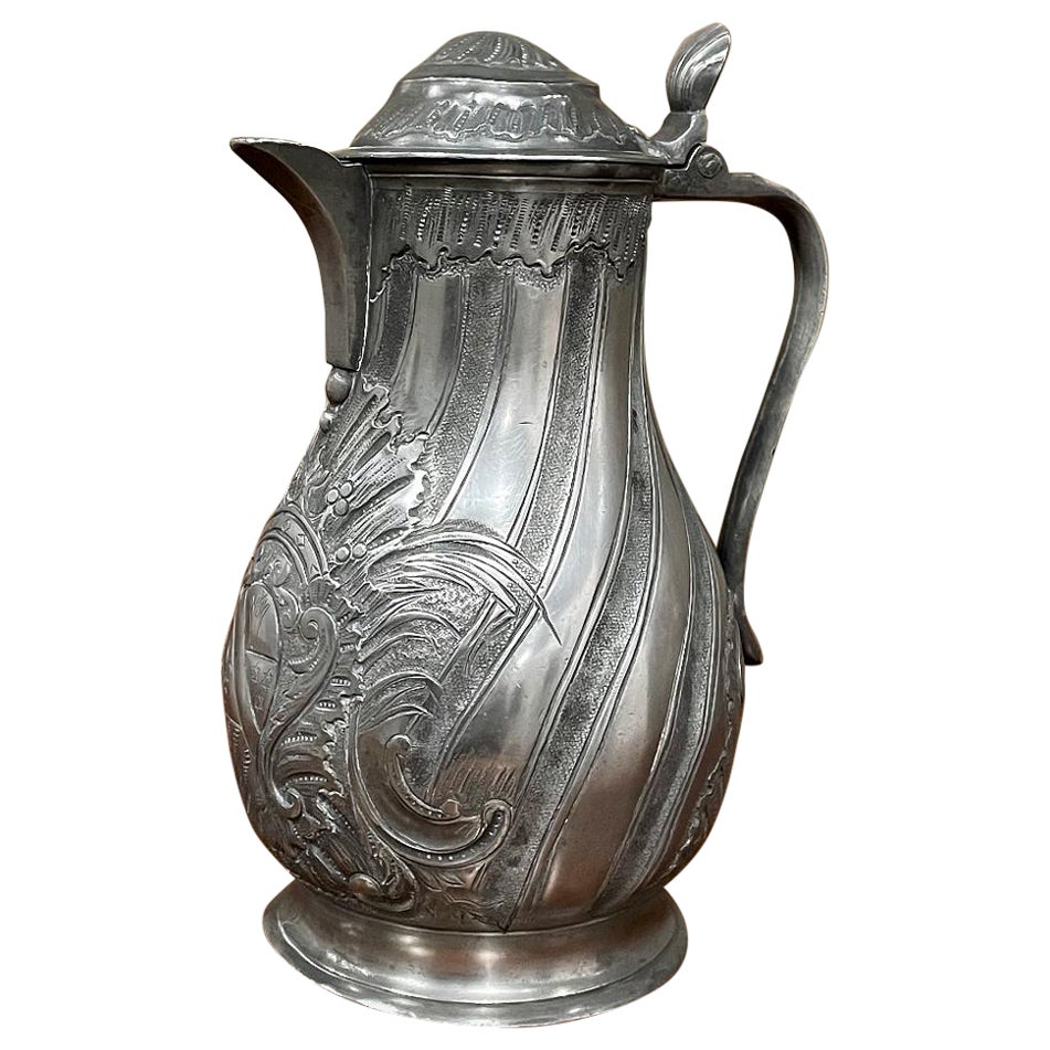 18th Century French Pewter Pitcher For Sale