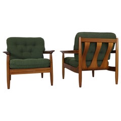 Mid-Century Modern Set of 2 Teak Lounge Chairs& New Upholstery, 1960's Denmark