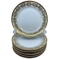 Set of Six White and Gold Empire Plates