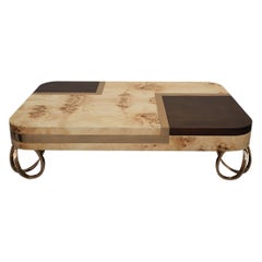 Contemporary Coffee Table, Handcrafted in Bronze and Wood by Belbar Studio