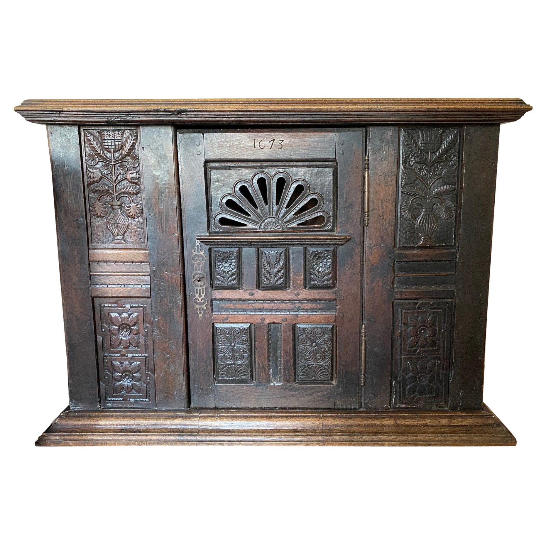 Large and Extensively Carved Late 19th C., French Gothic Revival Cabinet For Sale