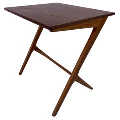 Used Bengt Ruda Swedish Teak and Oak  Scissor Side Table