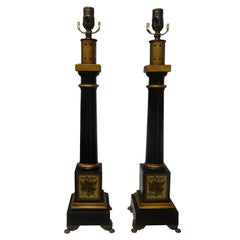 Pair of French Neoclassical Style Tole Lamps