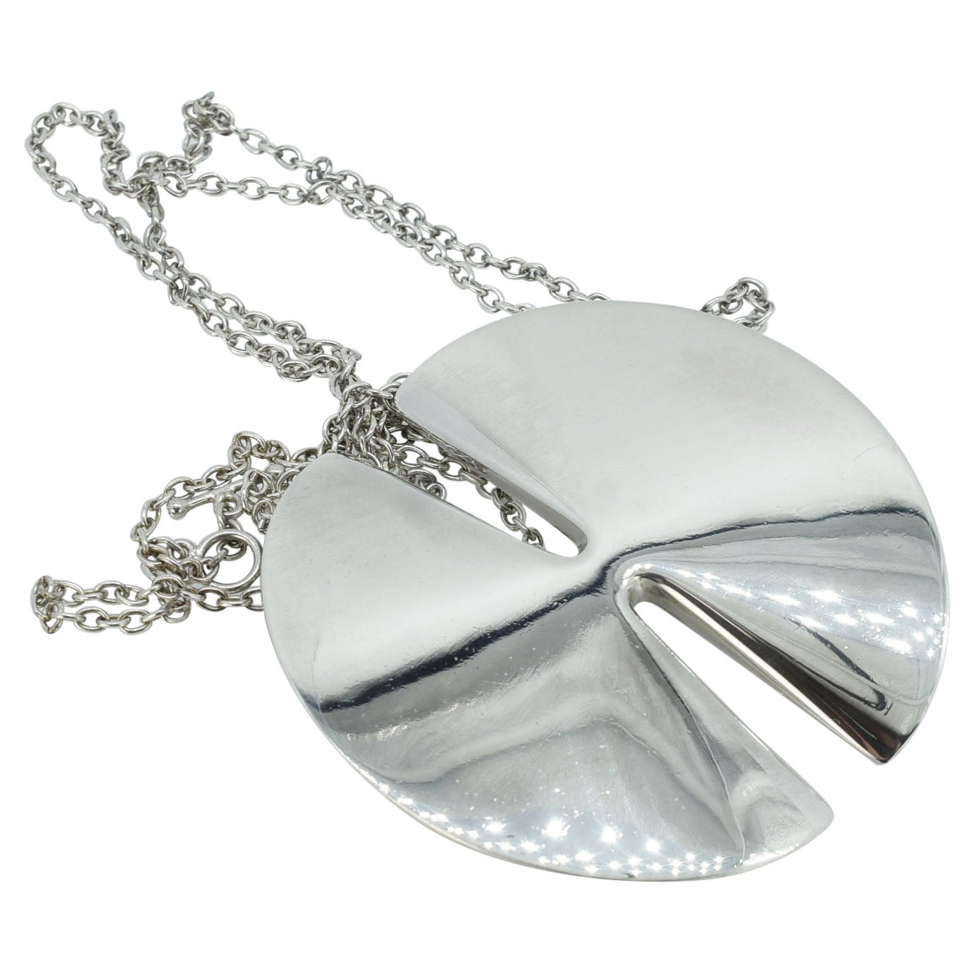 Georg Jensen, collier pendentif disque en argent sterling 337a de la designer Nanna Ditzel en vente