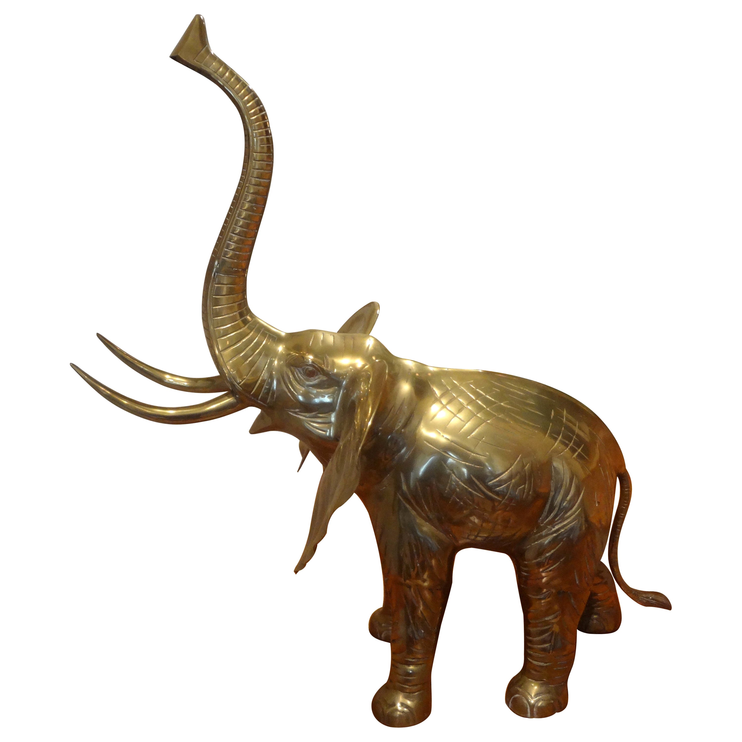Grande statue d'éléphant en laiton