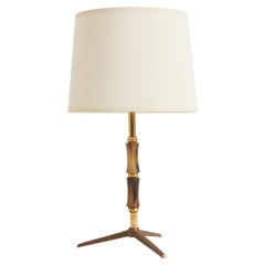 Mid-Century Brass and Horn Table Lamp