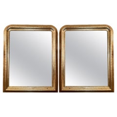 Pair Antique French Louis Philippe Gold-Leaf Mirrors, Circa 1875-1895