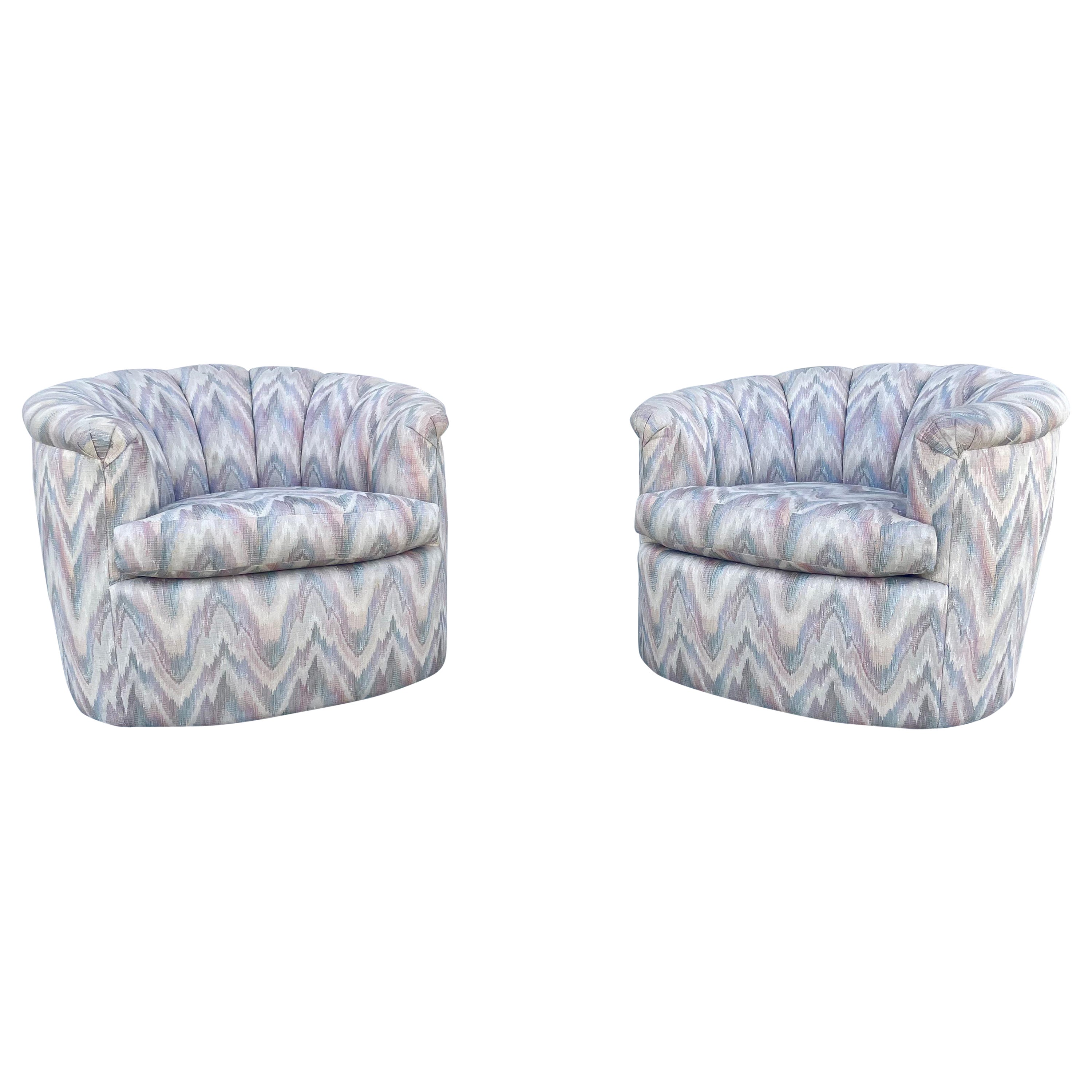 MidCentury Luxe Swivel Chair and Matching Ottoman by Milo Baughman at