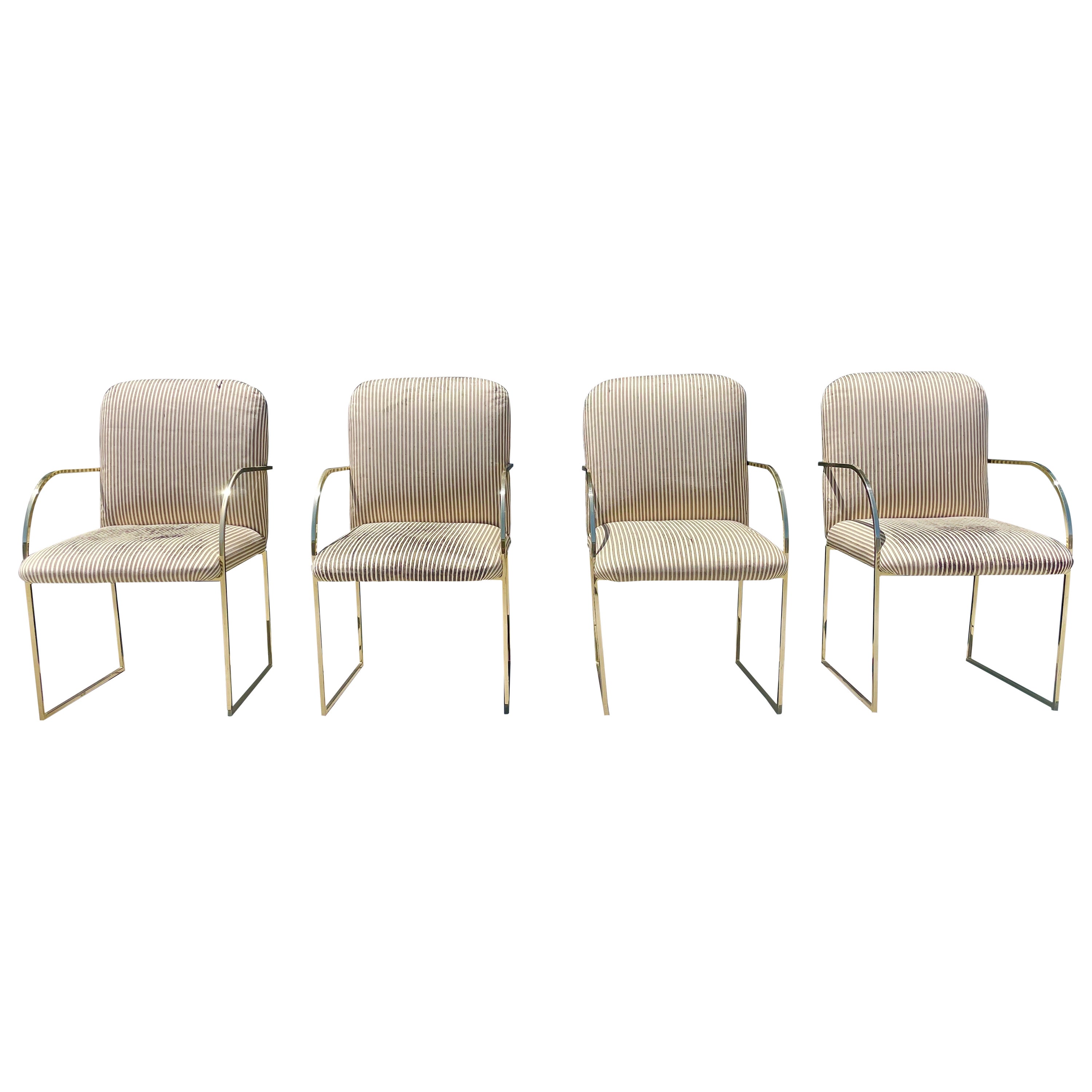 Hollywood Regency Brass Dining Chairs by Design Institute of America For Sale