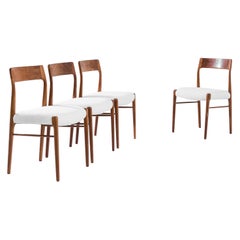 Danish Modern Teak Dining Chairs by N. Møller, Set of Four
