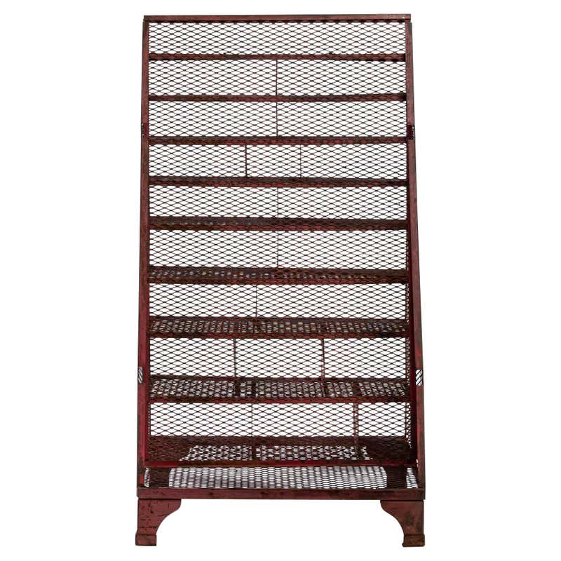 Custom Industrial Display Rack with Vintage Industrial Baskets For Sale ...