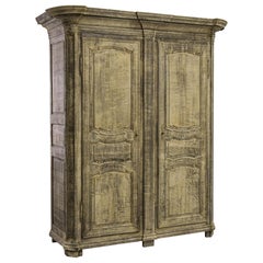 Antique 1800s, French, Bleached Oak Armoire