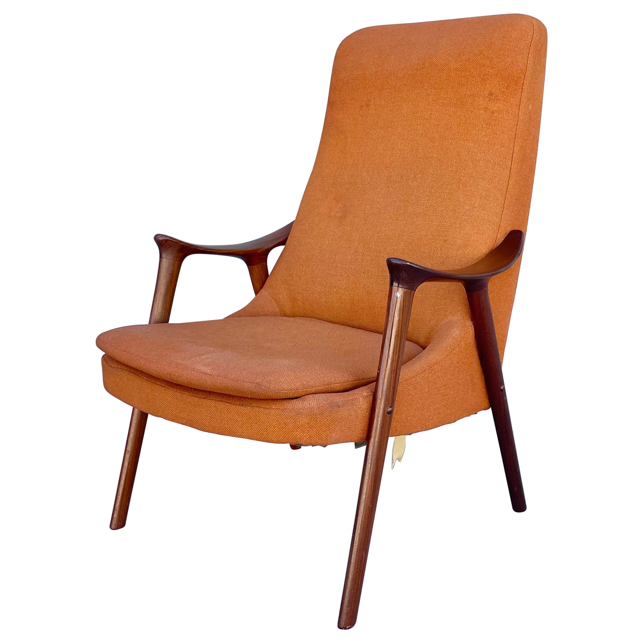 Mid-Century Modern Møre Lenestol Fabrikk ""Klarinett"" Teak Lounge Stuhl