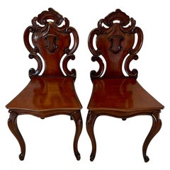 Pair of Quality Antique Victorian Mahogany Hall Chairs