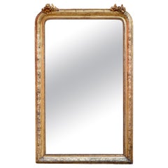 Grand miroir français doré Louis Philippe, milieu du 19ème siècle