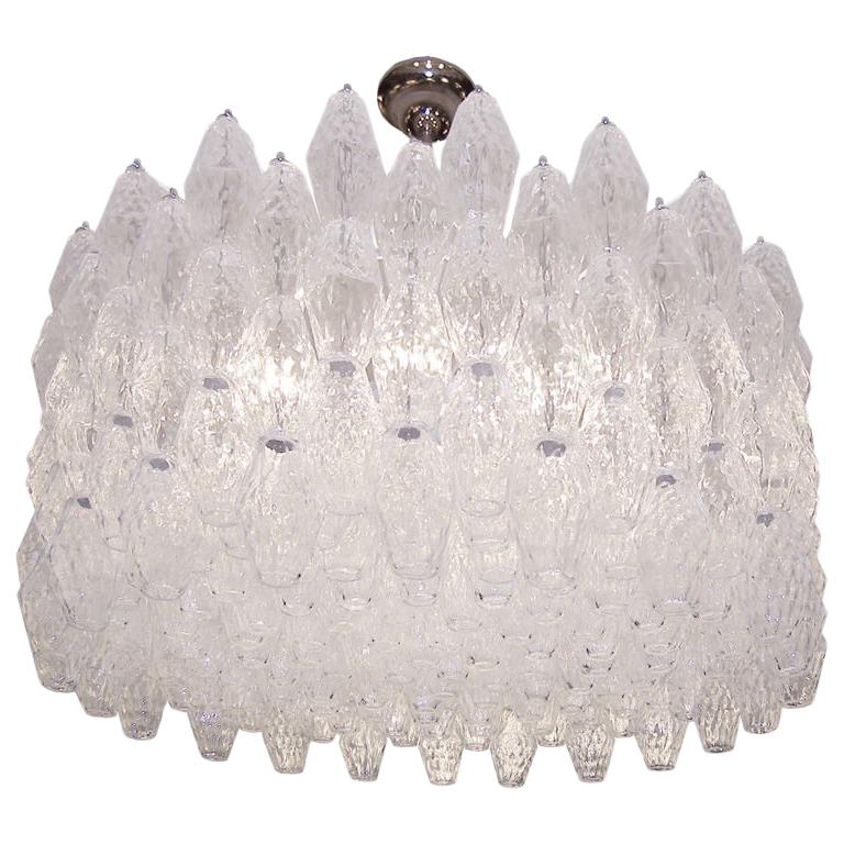 Venini Polyhedral Clear Glass Chandelier For Sale