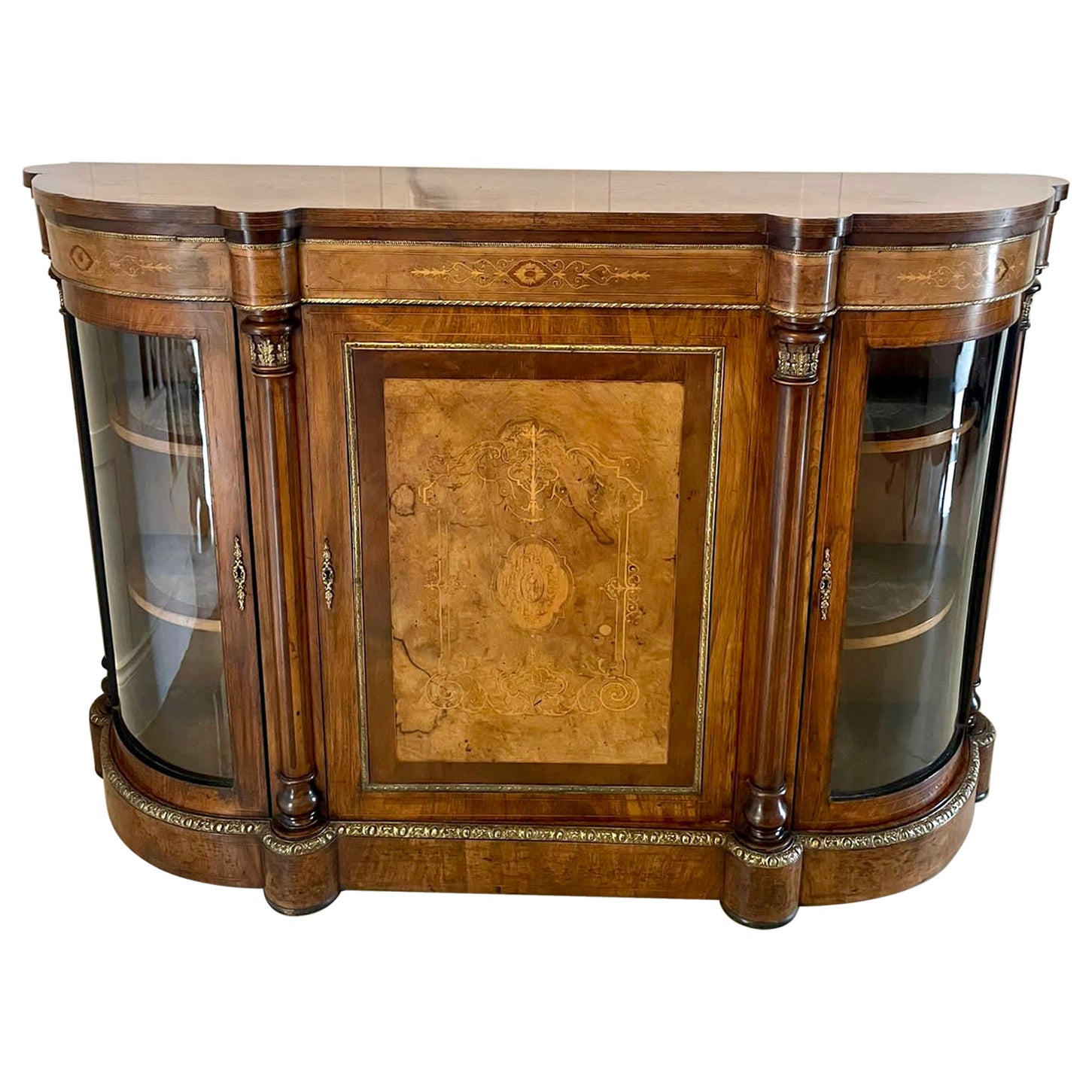 Superb Quality Antique Victorian Burr Walnut Inlaid Credenza/Sideboard For Sale
