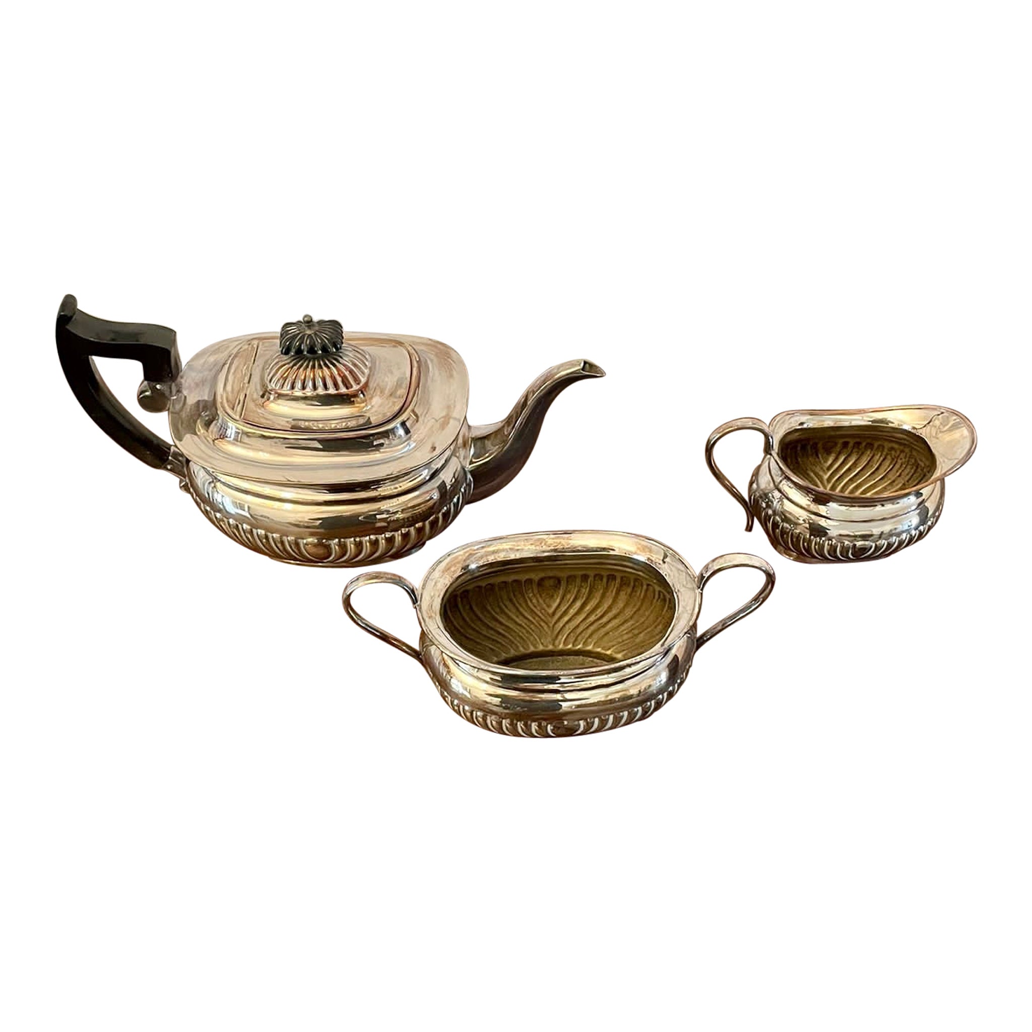  Service à thé ancien de qualité édouardienne en métal argenté