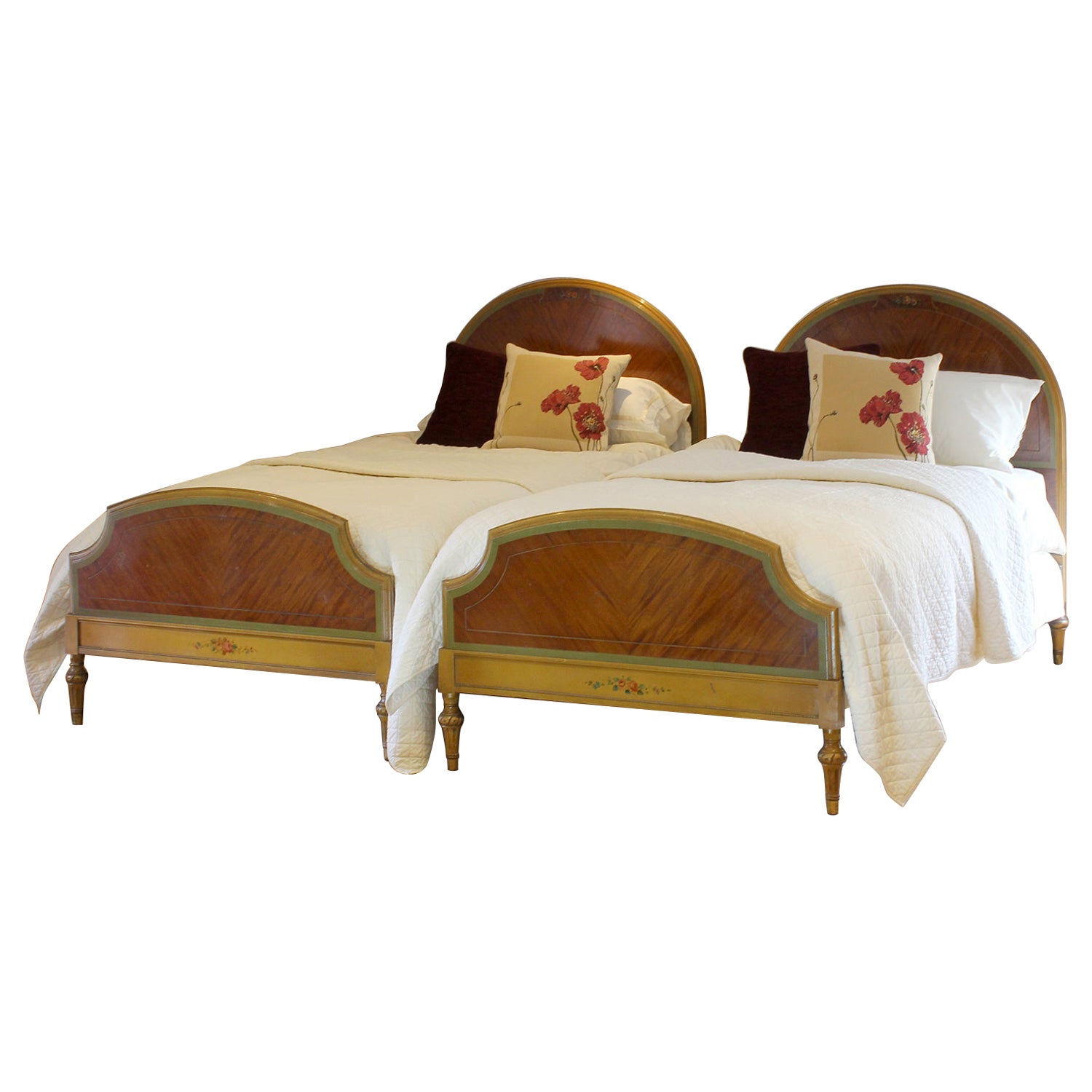 Matching Pair of Painted Mahogany Beds, WP45