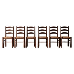 Six Georges Robert Dining Chairs, France, 1960s, Style of Charlotte Perriand
