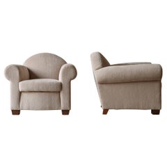 Pair of Club Chairs, Newly Upholstered in Pure Alpaca, France, 1930s
