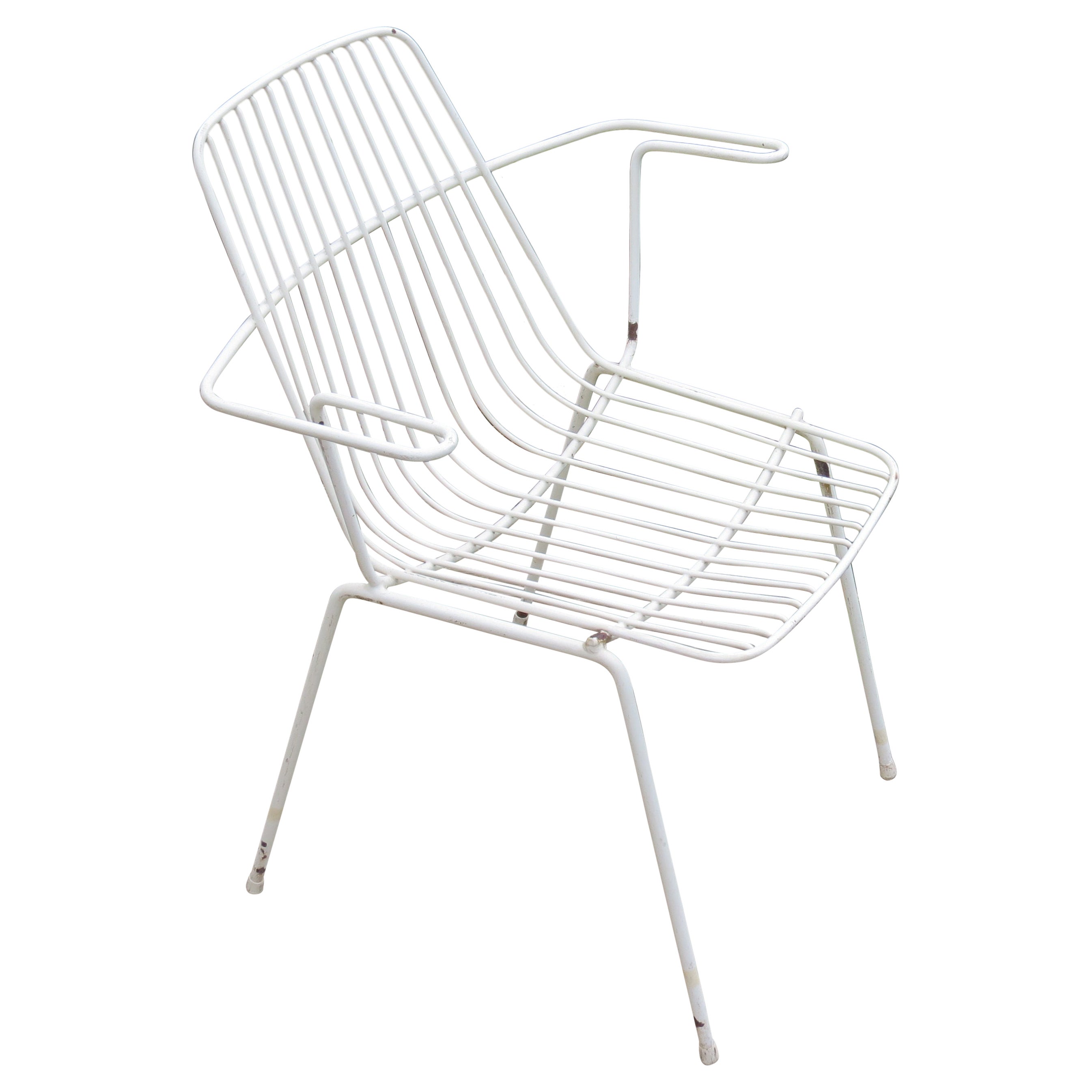 Chaise de jardin Midcentury en métal blanc des années 1960