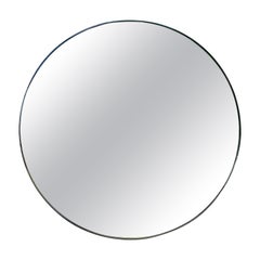 Vintage Contemporary Monumental Round Chrome Mirror