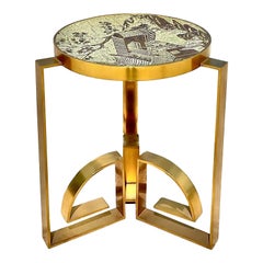 Used Regency Etched Bronze Side Table After Phillip Laverne
