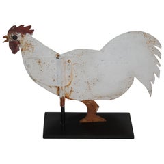 Used 19thc Rooster Sheet Iron Weather Vane Mounted