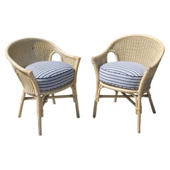 Bar Harbor Wicker Chairs in Original Yellow Painted Chairs