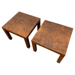 Pair of Parsons Style Burl Wood Side Tables, Circa 1960s