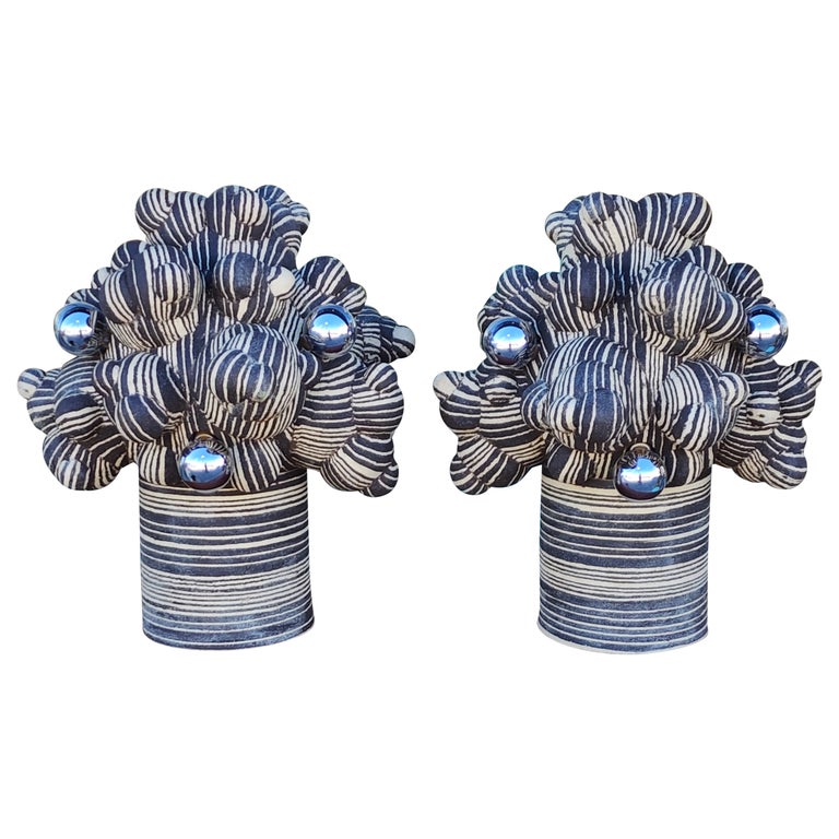Pair of Nerikomi Spore Lamps by Lewis Trimble For Sale