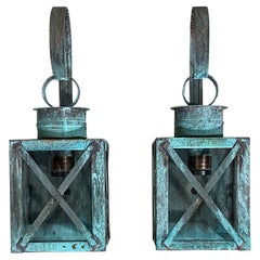 Funky Pair of Solid Copper Wall Lantern