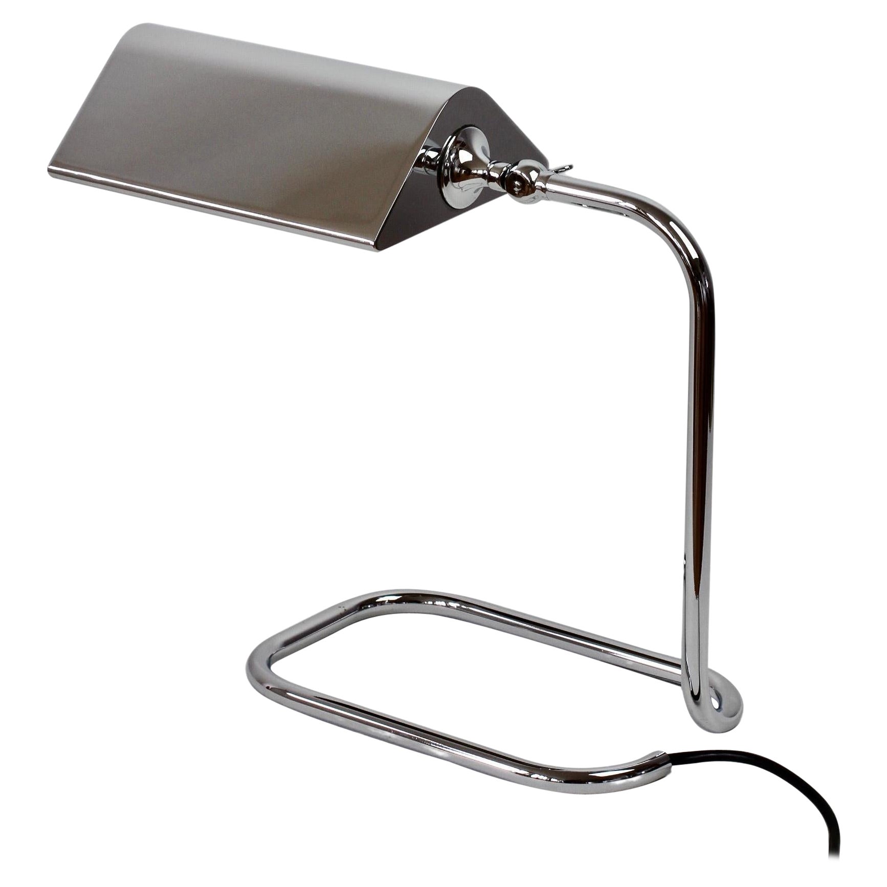 Florian Schulz Mid-Century Vintage Modernist Chrome 1990s Adjustable Table Lamp For Sale