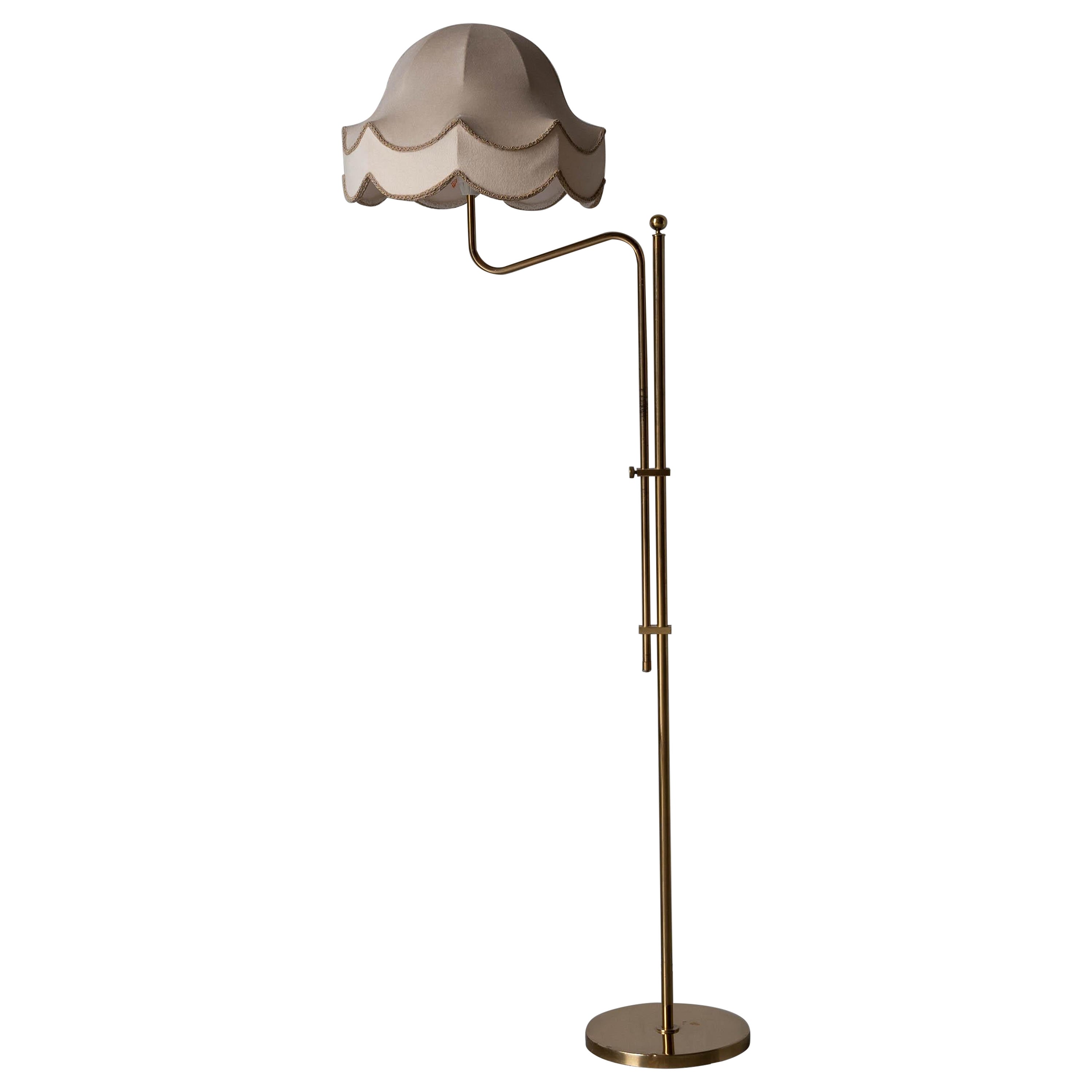 Bergboms, Adjustable Floor Lamp, Brass, Fabric, Sweden, 1960s