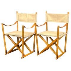 Danish Modern Mogens Koch Pair of Folding Safari Chairs for Rud Rasmussen & Cado