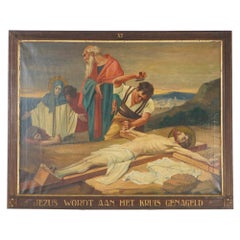 Antique Oil on Canvas Painting, Stations of the Cross, by Wynand Geraedts, 1924