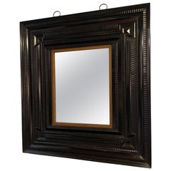 Exceptional Dutch Mirror in Veneered and Ebonized Wood, 17th Century
