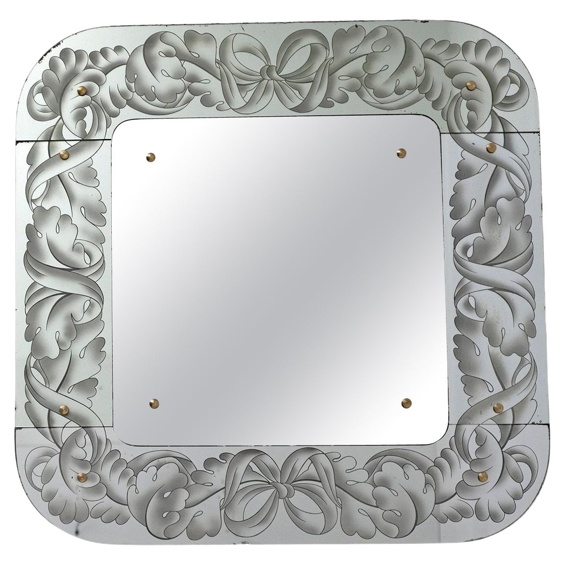 Liberty Style Venetian Etched Mirror, 1950s