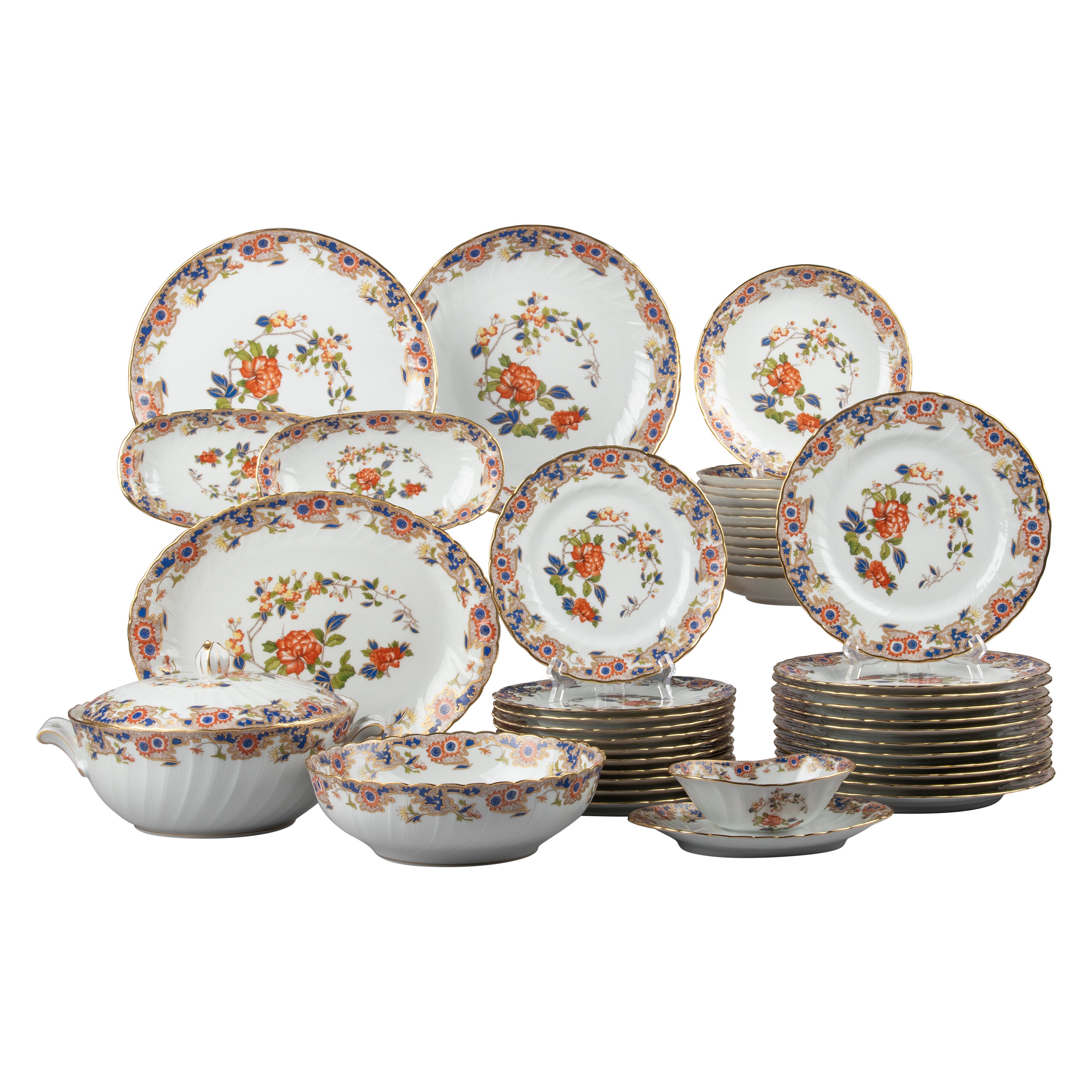 43-Piece Set of Porcelain Tableware made by Bernardaud Limoges model Singapour